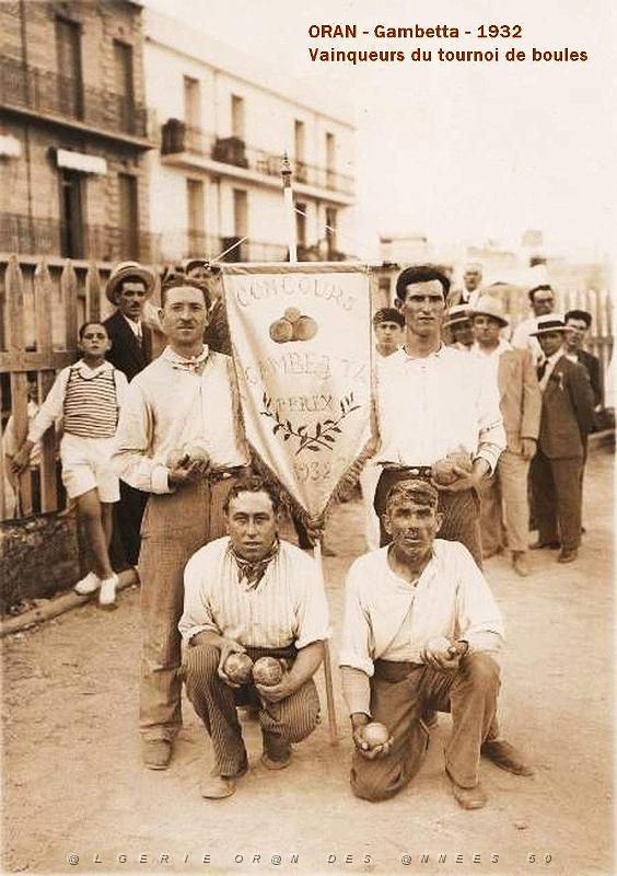 Oran- SDV- 6642-Vainqueurs tournoi de boules de Gambetta - 1932.jpg